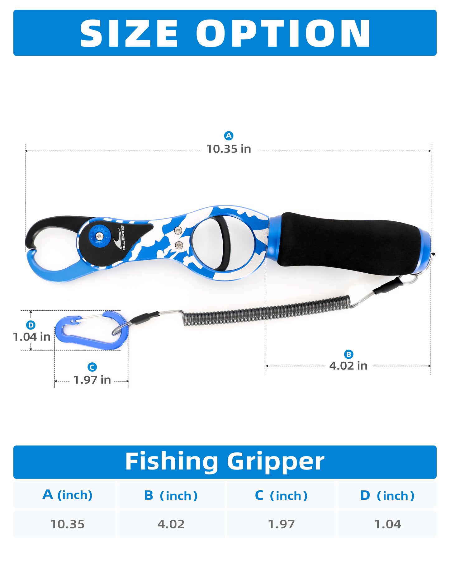 Bluewing Fishing Gripper with Coiled Lanyard