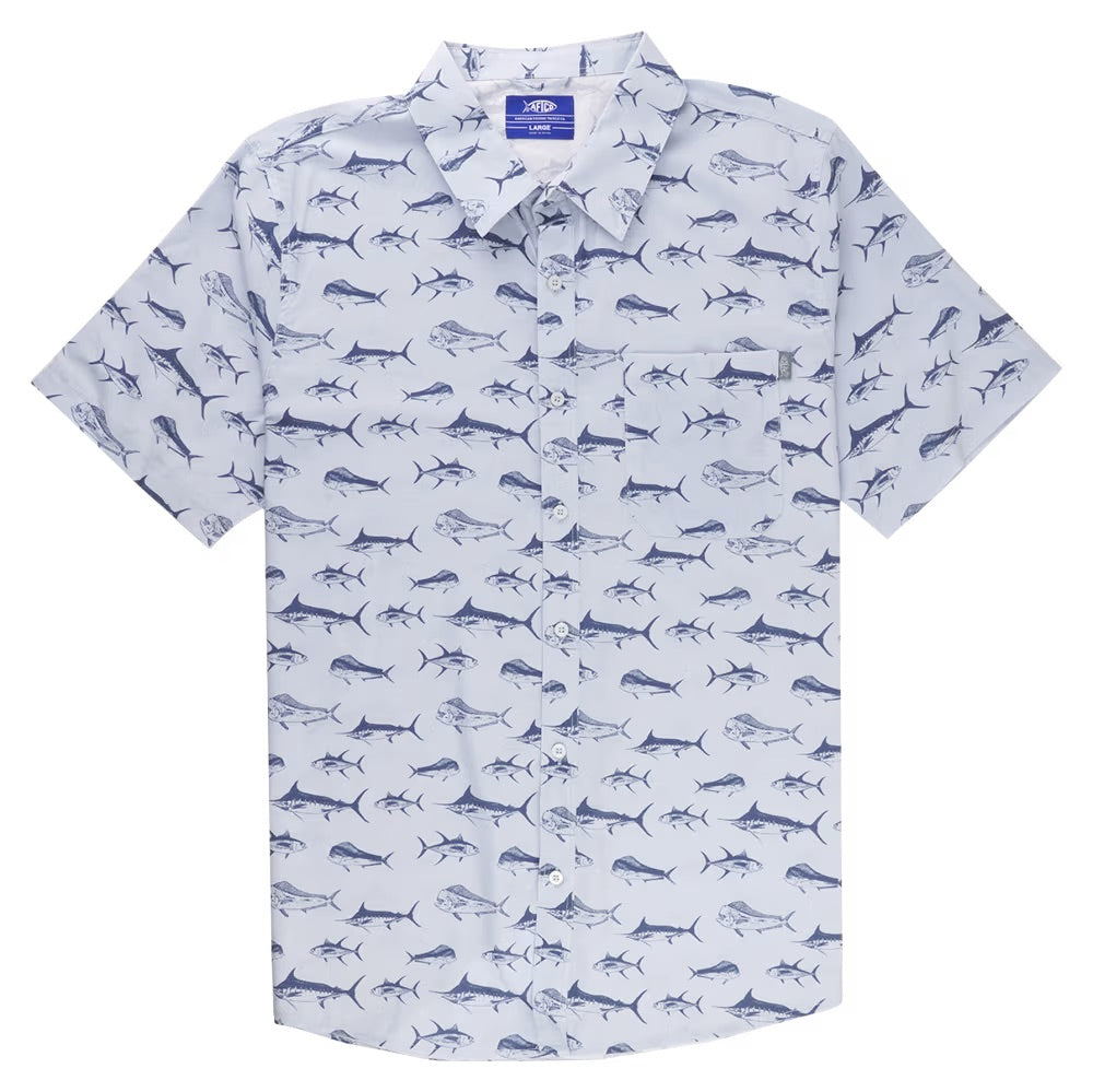 AFTCO Boat Bar Short-Sleeve Woven Shirt for Men - Bering Sea - M
