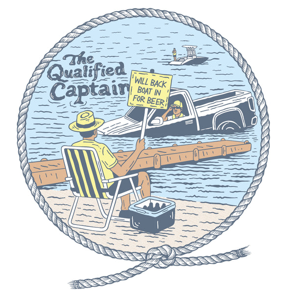 The Qualified Captain Back In Tee - Dogfish Tackle & Marine