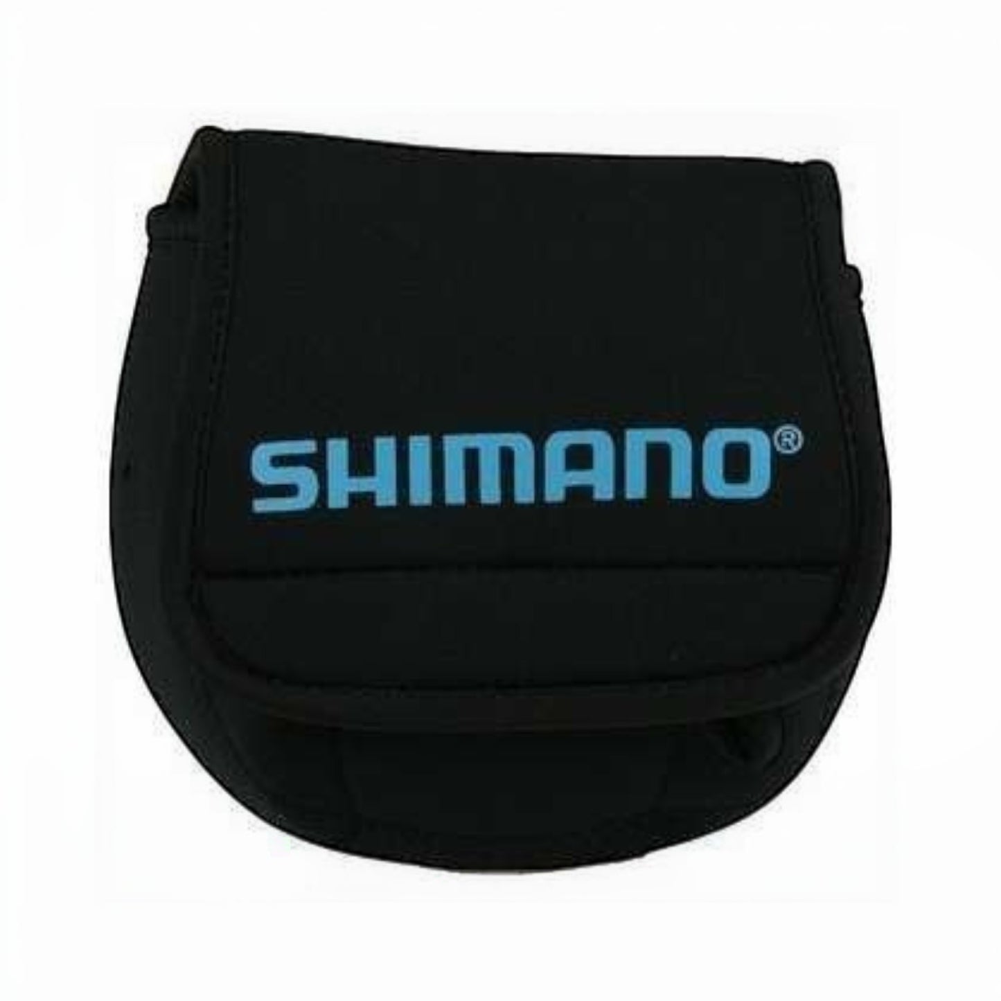 Dogfish Tackle & Marine black neoprene spinning reel cover with blue Shimano logo