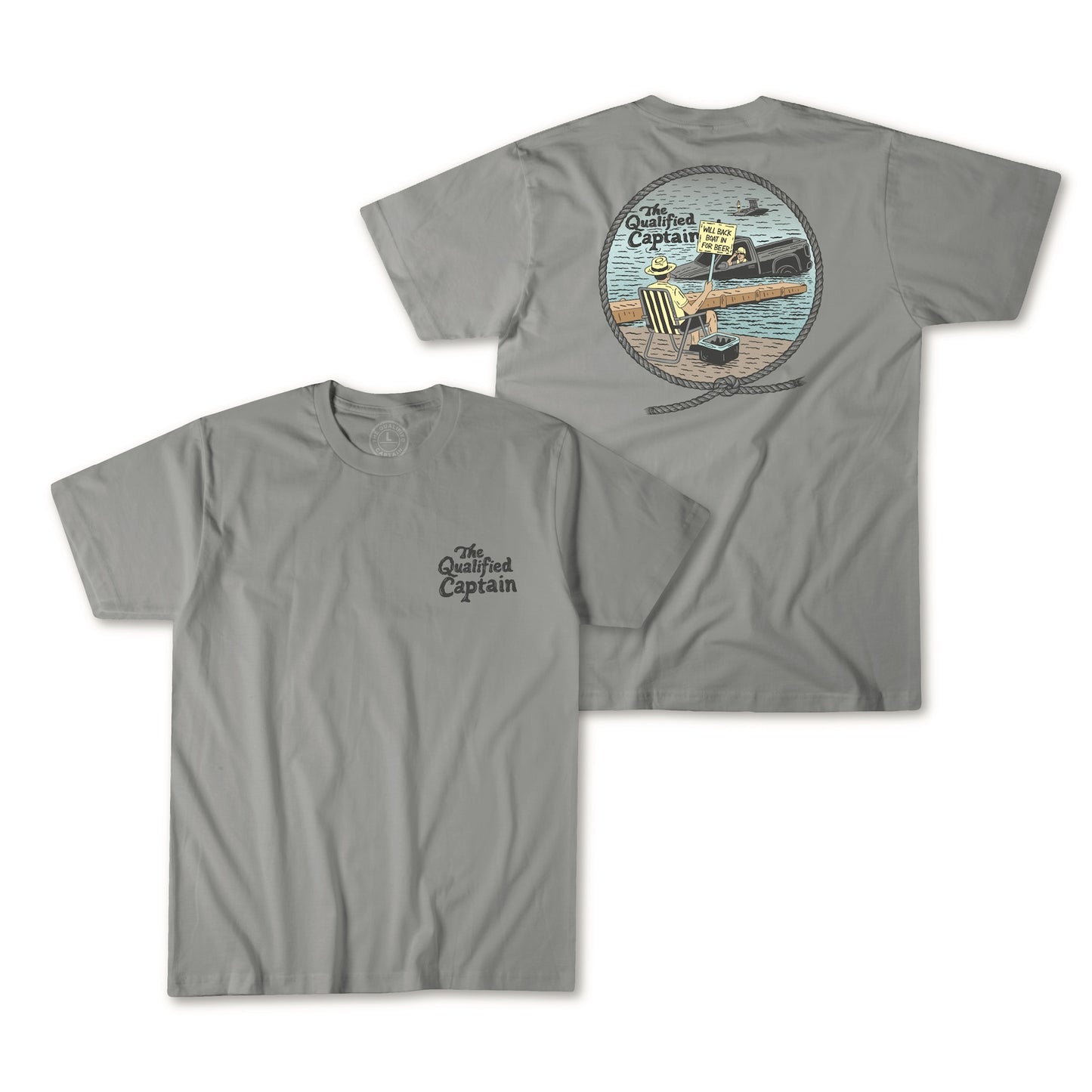 The Qualified Captain Back In Tee - Dogfish Tackle & Marine