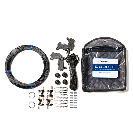GEMLUX DOUBLE OUTRIGGER RIGGING KIT WITH SWIVELS, ROPES, AND PULLEYS - Dogfish Tackle & Marine