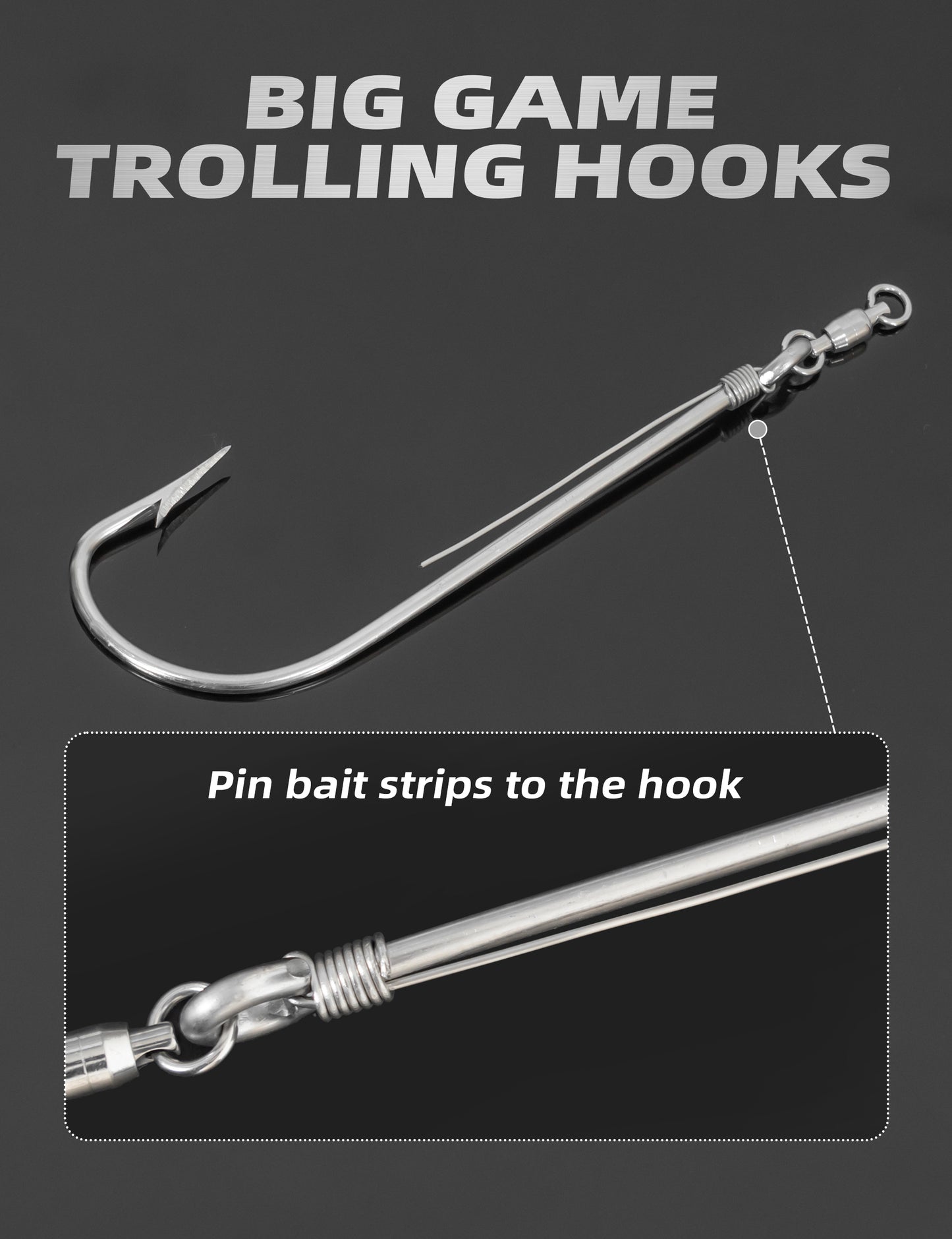 Bluewing Strip Trolling Hook with Ball Bearing Swivel