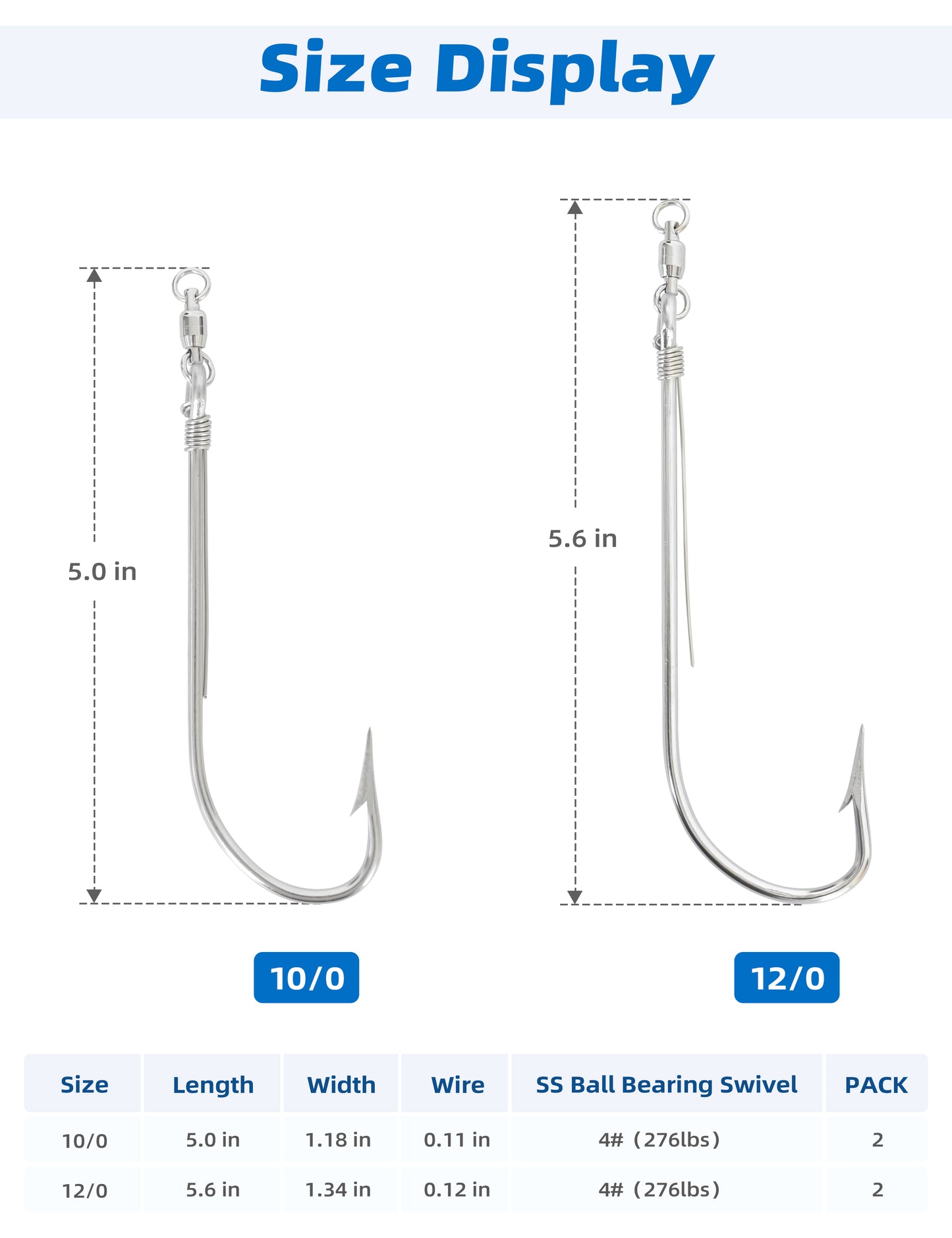Bluewing Strip Trolling Hook with Ball Bearing Swivel