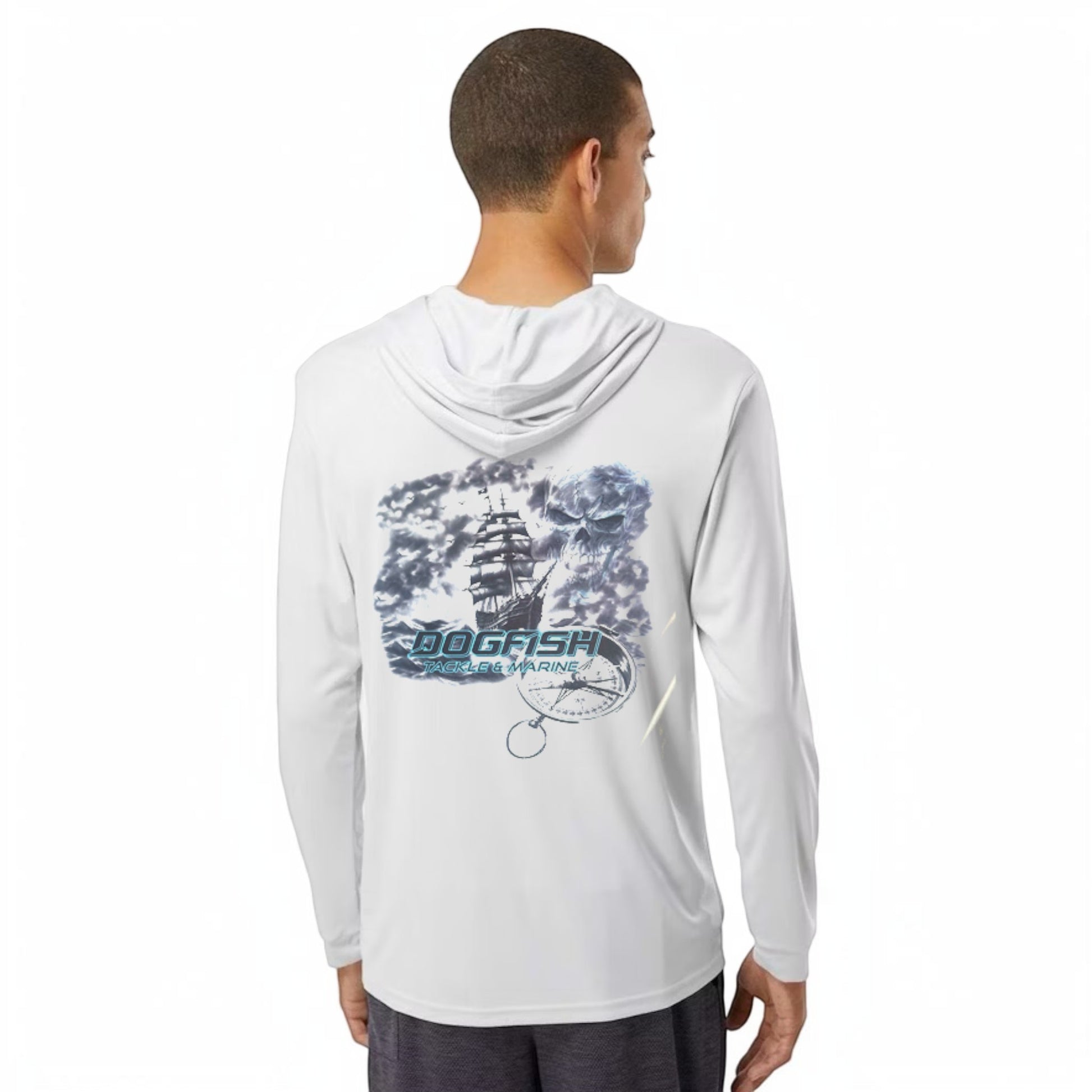 Dogfish Long Sleeve Hooded Micro Stormy Seas Logo - Dogfish Tackle & Marine