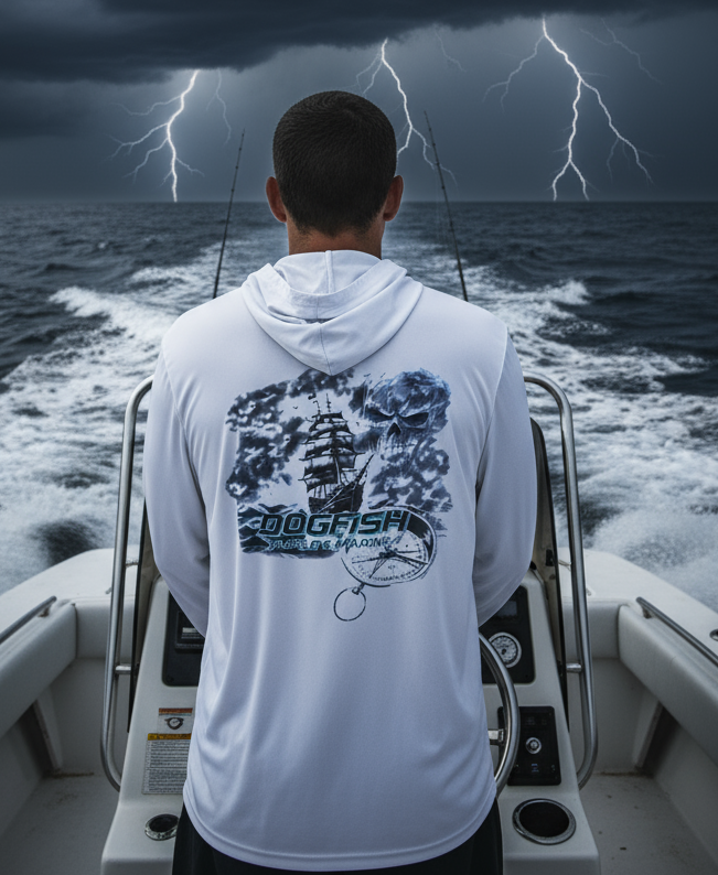 Dogfish Long Sleeve Hooded Micro Stormy Seas Logo - Dogfish Tackle & Marine