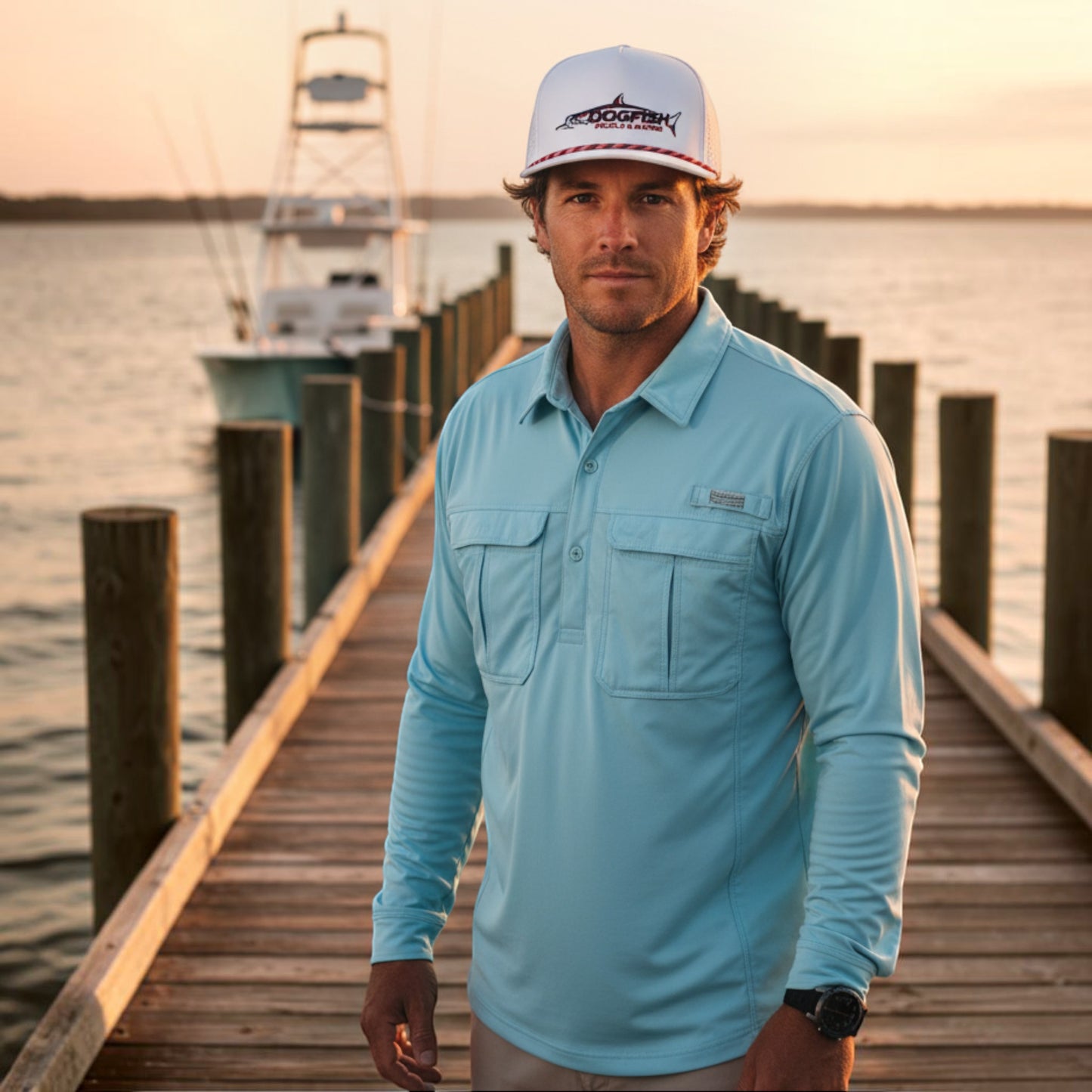 Dogfish Tackle & Marine Performace Rope Logo Hat - Dogfish Tackle & Marine