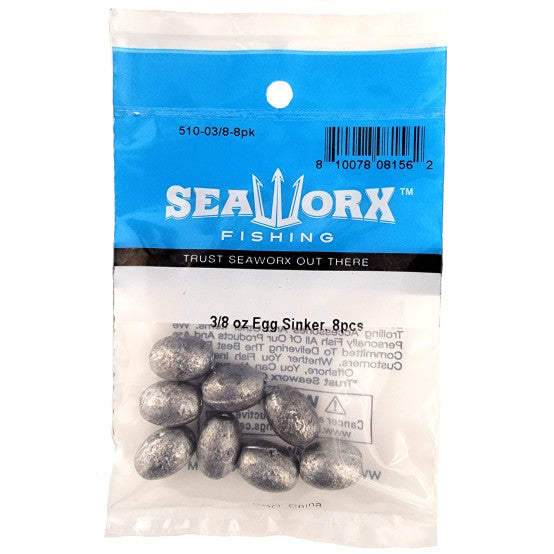 Seaworx Egg Sinker Fishing Weights Pre Packaged