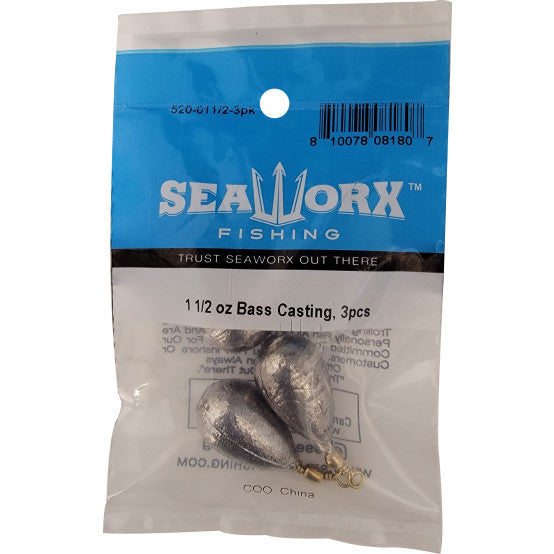 Seaworx Bass Casting Fishing Weights Pre Packaged