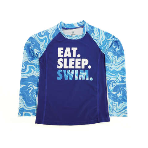 Juice Box Youth Boys Rash Guard Swim Shirt - Eat Sleep Swim - Dogfish Tackle & Marine
