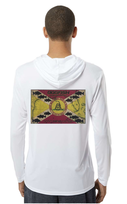 Dogfish "Don't Tread On Me' Logo Long Sleeve Hooded Micro - Dogfish Tackle & Marine