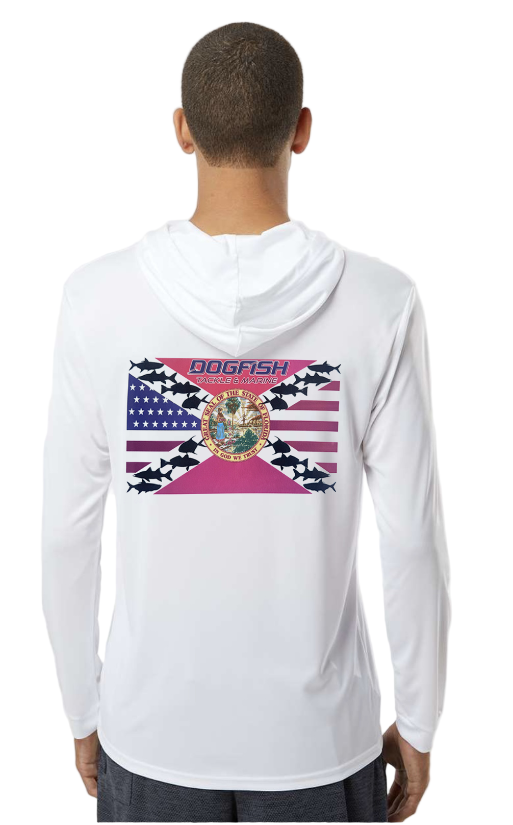 Dogfish Long Sleeve Hooded Microfiber Florida Flag - Dogfish Tackle & Marine