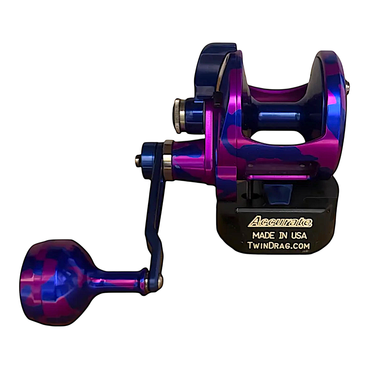 Accurate Valiant 2 Conventional Reel Purple Blue Camo - Dogfish Tackle & Marine