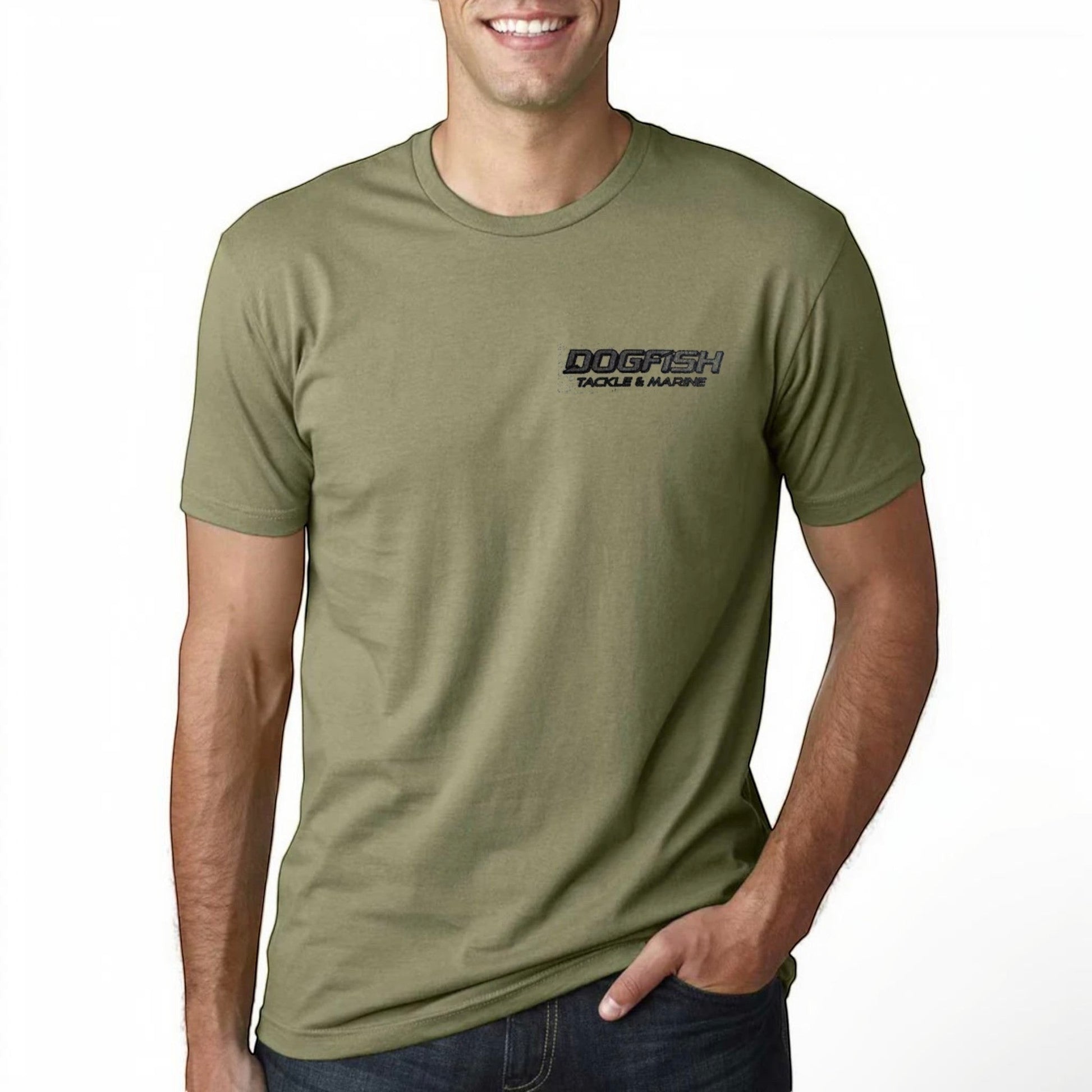 Dogfish Short Sleeve T-Shirt Muti Fish Badge Logo - Dogfish Tackle & Marine