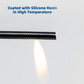 Dogfish Tackle & Marine black silicone fiberglass chafe guard being tested with a flame for heat resistance