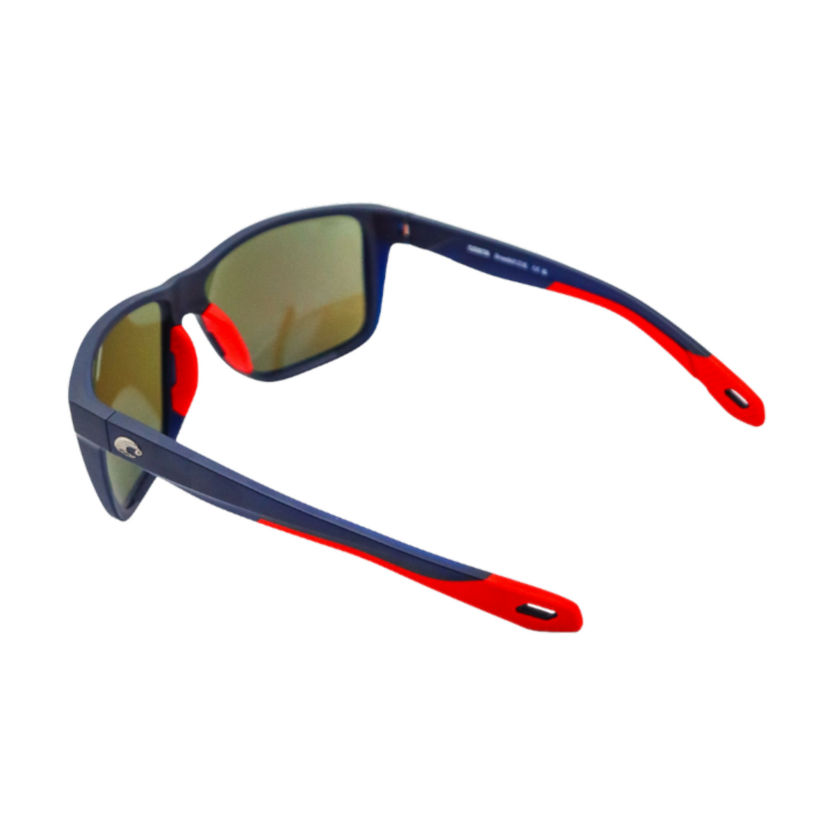 Dogfish Tackle & Marine Costa Broadbill II polarized sunglasses with navy blue frames and red vented nose pads.