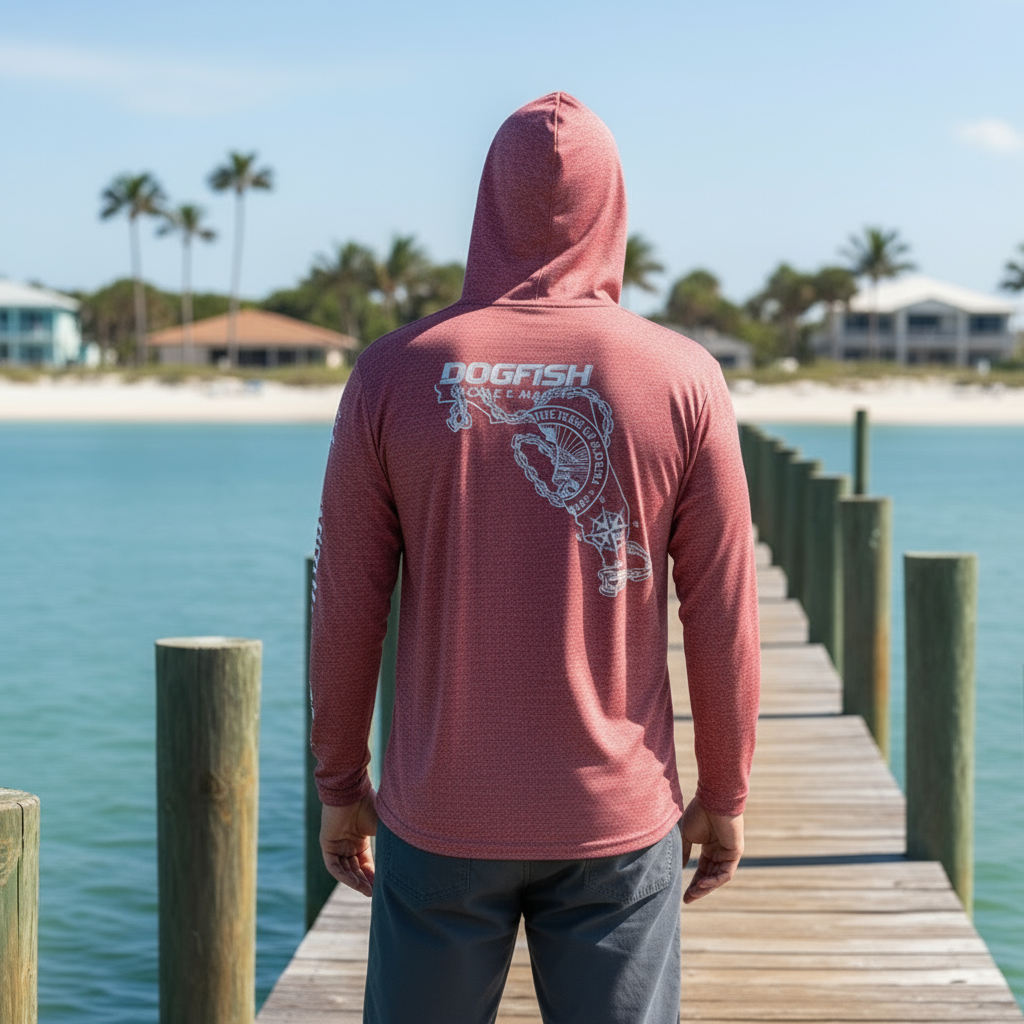 Dogfish Long Sleeve Hooded Micro Florida Unchained Logo - Dogfish Tackle & Marine
