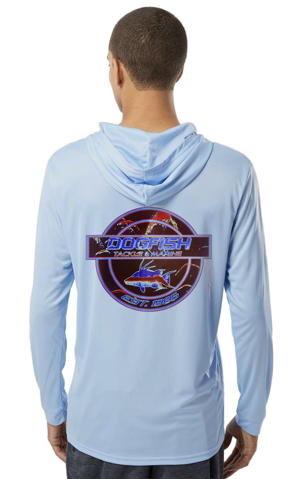 Dogfish Long Sleeve Hooded Micro Bottom Finder Hogfish Logo - Dogfish Tackle & Marine