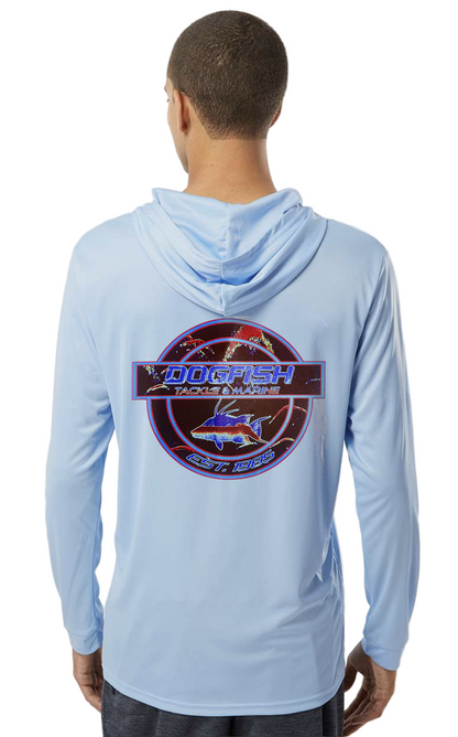 Dogfish Long Sleeve Hooded Micro Bottom Finder Hogfish Logo - Dogfish Tackle & Marine