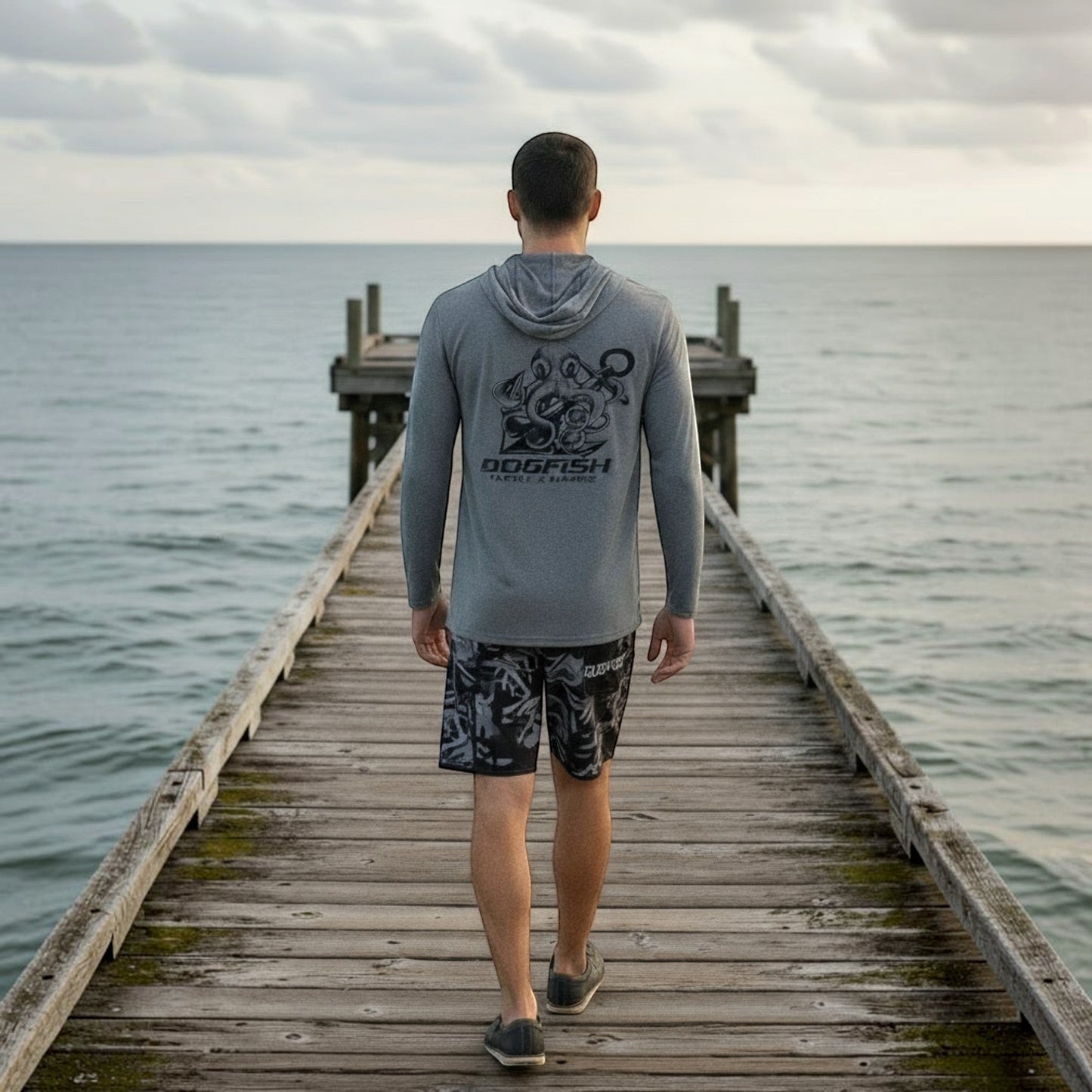 Dogfish Long Sleeve Hooded Micro Octopus Logo - Dogfish Tackle & Marine