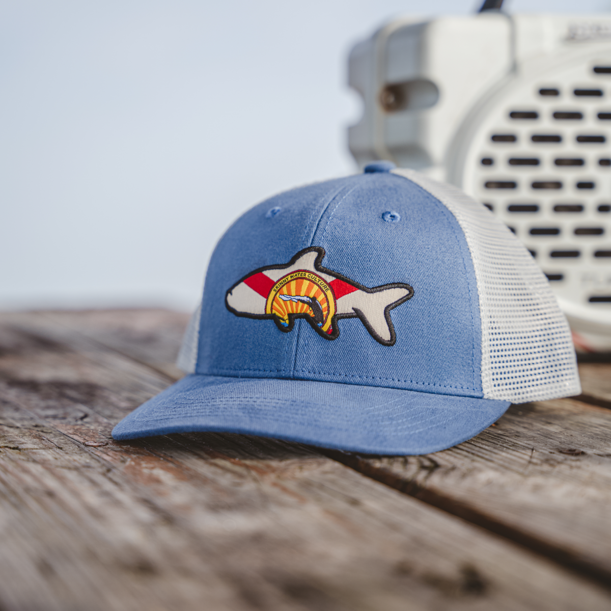 Skinny Water Culture HAT | CRACKER POON 6 PANEL - COLLEGE BLUE/LIGHT GREY - Dogfish Tackle & Marine
