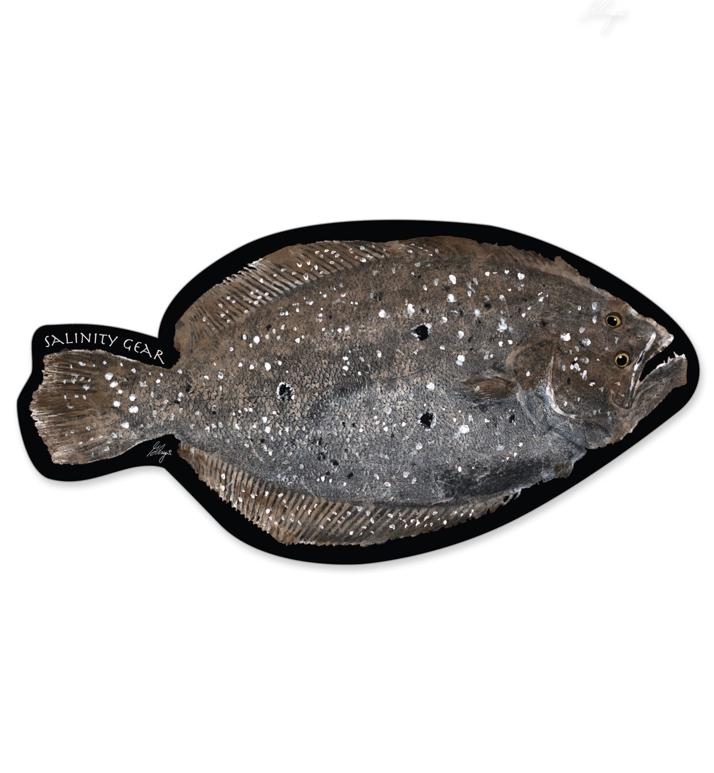 Salinity Flounder Gyotaku Sticker
