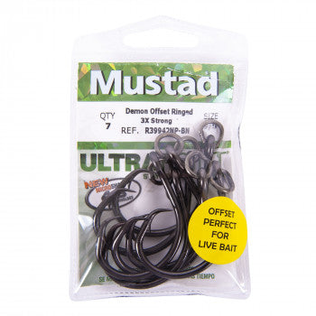 circle hooks for plastic bait fishing Mustad Demon Perfect Circle Ringed Hook 3X Strong 5/0