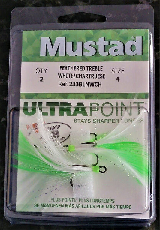 Mustad 233blnwch feathered treble hook - Dogfish Tackle & Marine