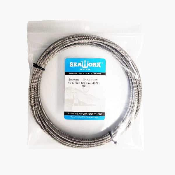 Seaworx 480lb 49 strand Stainless Steel cable in a 30ft coil - Dogfish Tackle & Marine