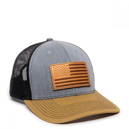 Outdoor Cap Leather Flag Patch Snapback - Dogfish Tackle & Marine