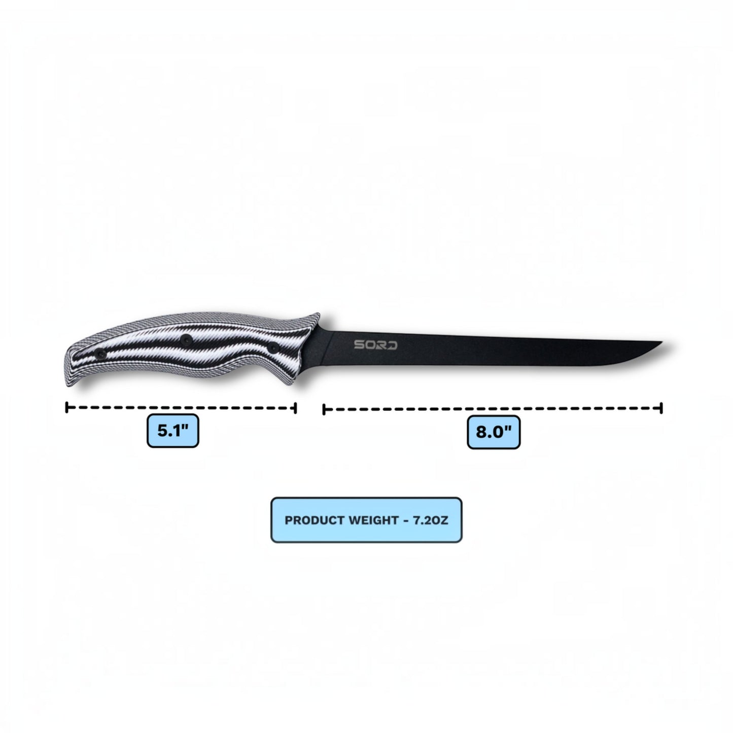 SORD Fishing Products 8in Fillet Knife - Medium Flex - Dogfish Tackle & Marine
