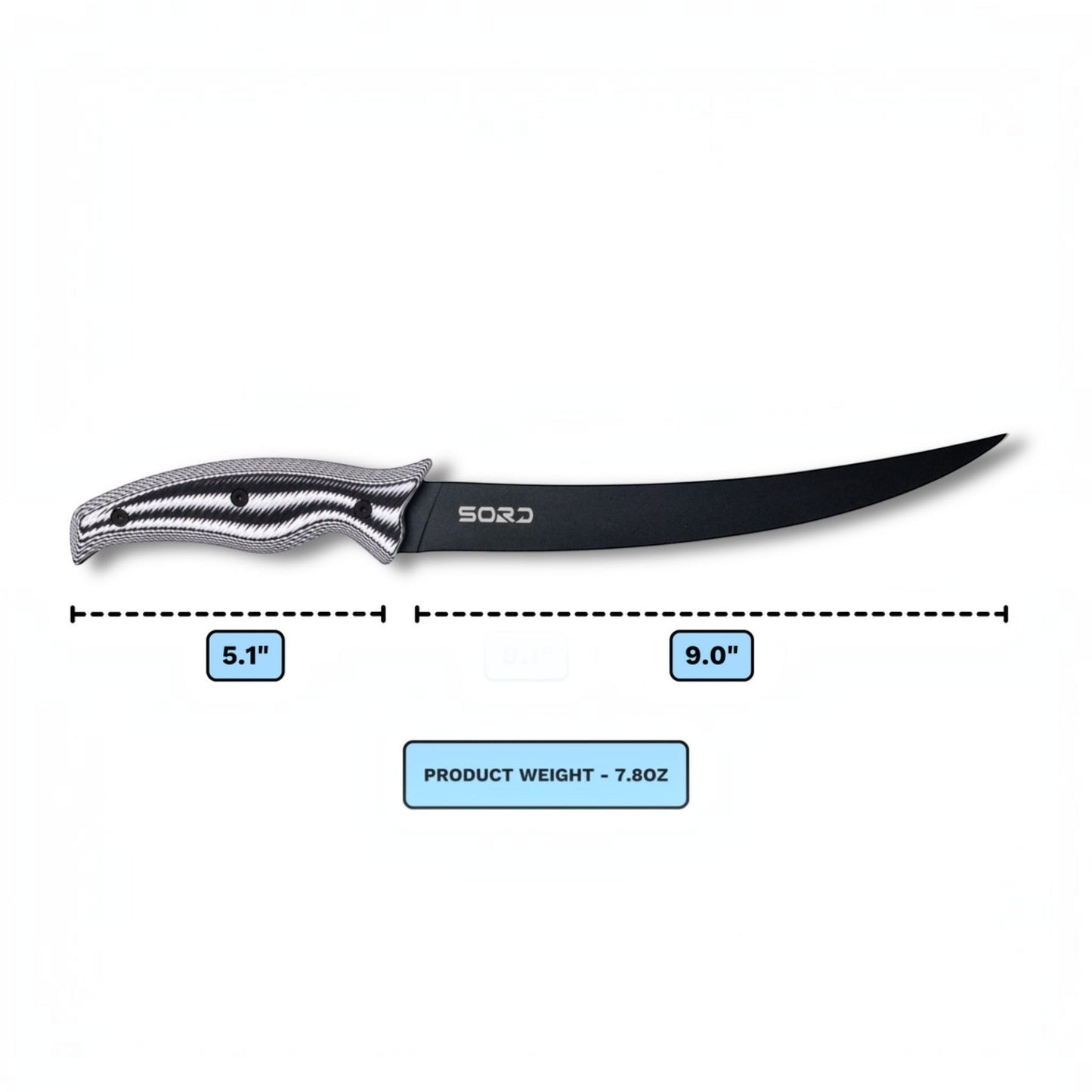 SORD Fishing Products 9in Fillet Knife - Medium Flex - Dogfish Tackle & Marine