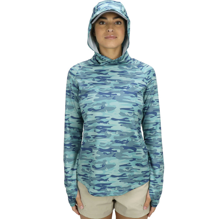 Aftco Womens Tactical Camo Hooded LS Performance Shirt - Dogfish Tackle & Marine