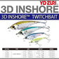 Dogfish Tackle & Marine Yo-Zuri 3D Inshore slow sinking twitch baits in various sizes and holographic prism finishes.
