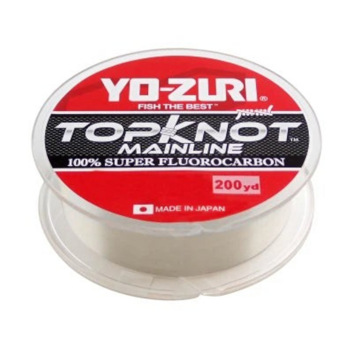 Dogfish Tackle & Marine Yo-Zuri Top Knot fluorocarbon fishing line spool with clear, durable, abrasion-resistant line.