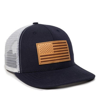 Outdoor Cap Leather Flag Patch Snapback - Dogfish Tackle & Marine