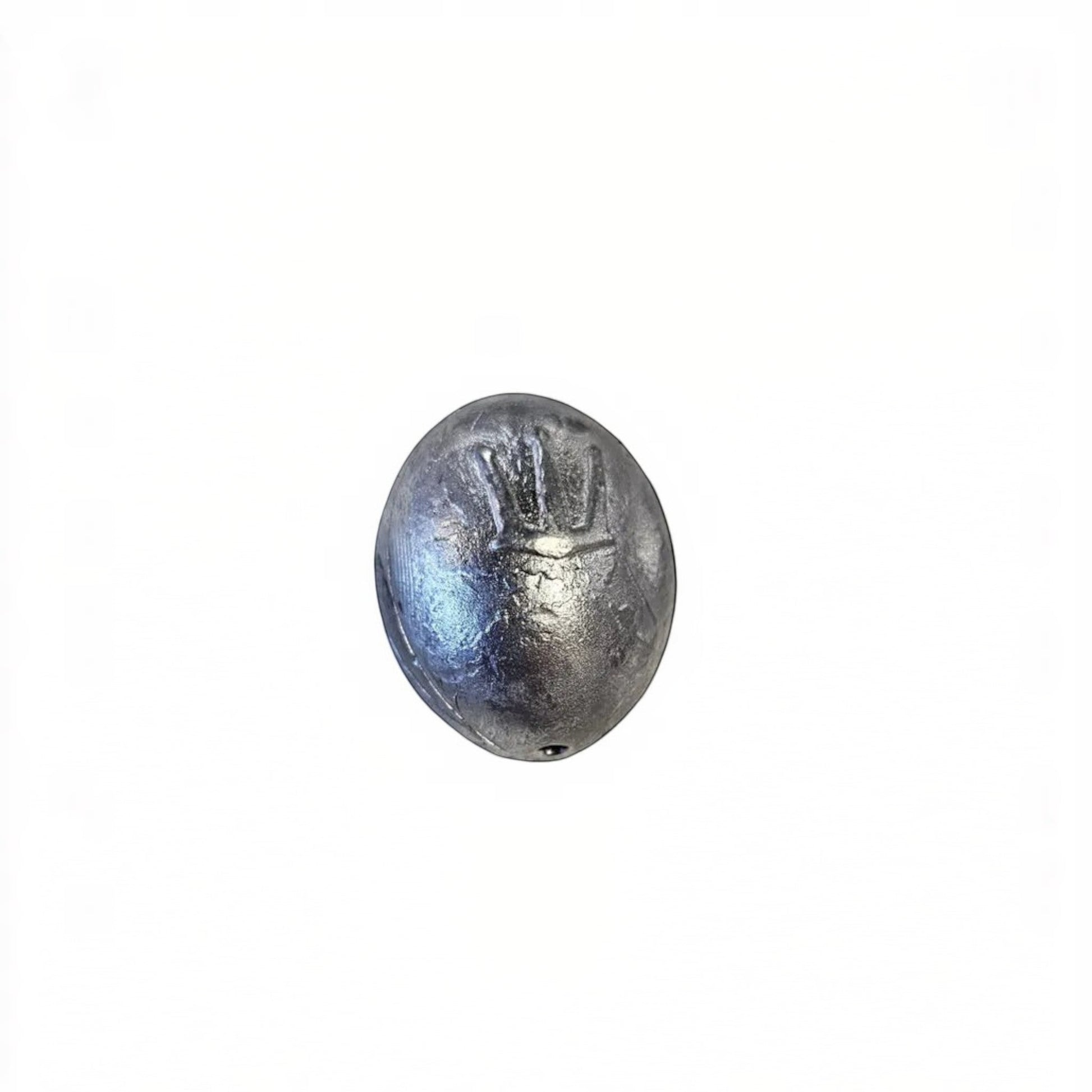 Dogfish Tackle & Marine silver 2oz egg sinker fishing weight with hand imprint