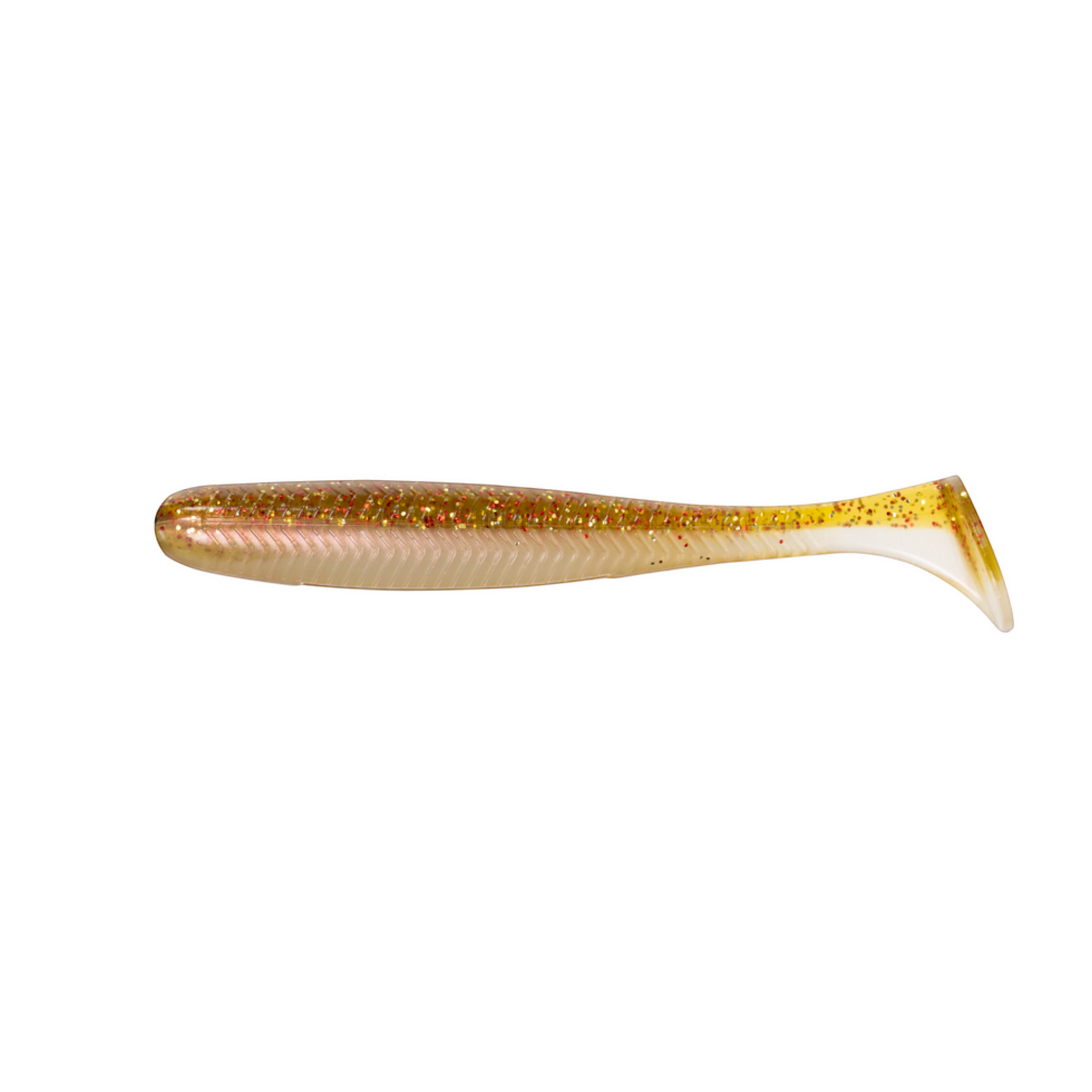 Dogfish Tackle & Marine 6th Sense Divine 3.4 inch saltwater swimbait in a translucent gold glitter baitfish pattern.