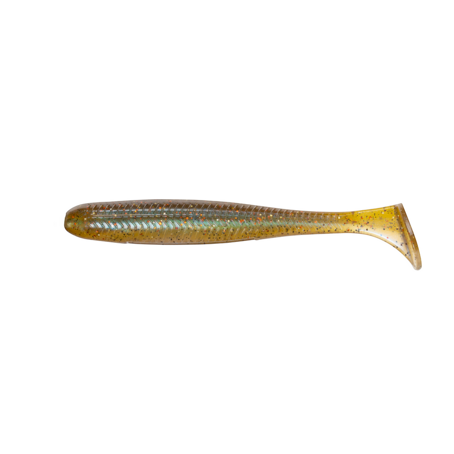 Dogfish Tackle & Marine 6th Sense Divine 3.4in saltwater swimbait in a natural baitfish color with a paddle tail.