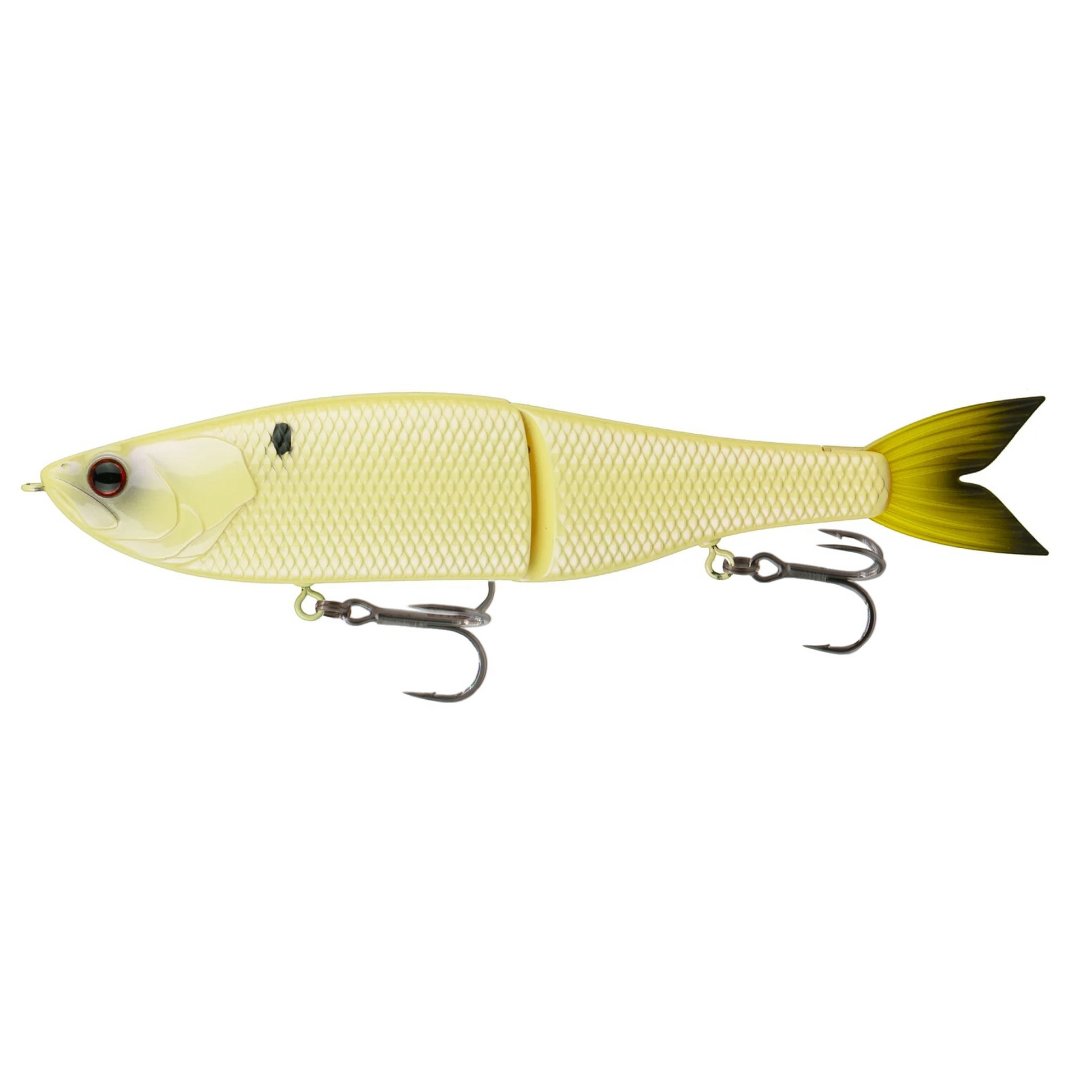 Dogfish Tackle & Marine 6th Sense The Draw 6.5 glide bait in a light yellow finish with a dark yellow tail