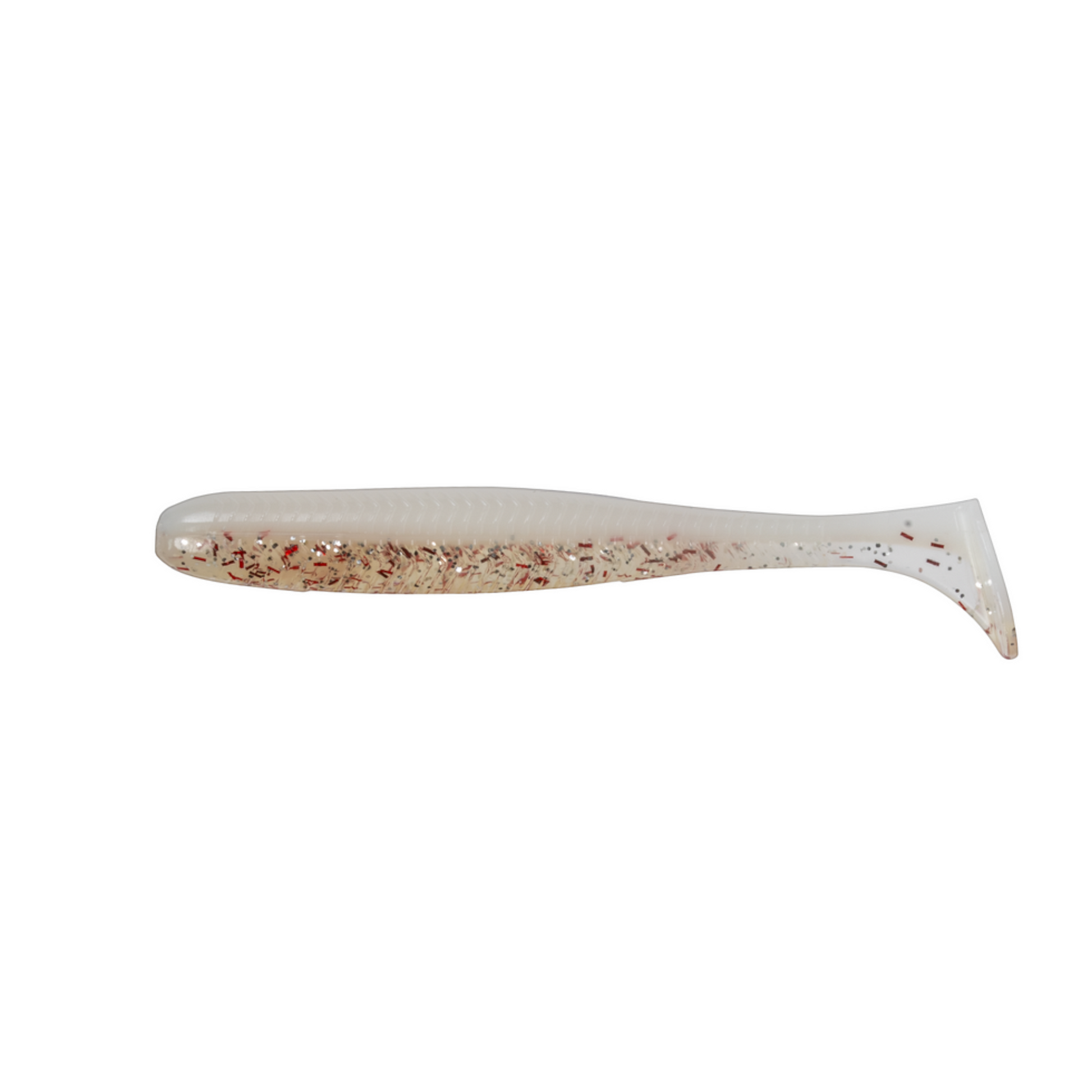 Dogfish Tackle & Marine 6th Sense Divine 3.4in saltwater swimbait in a translucent glitter finish with paddle tail