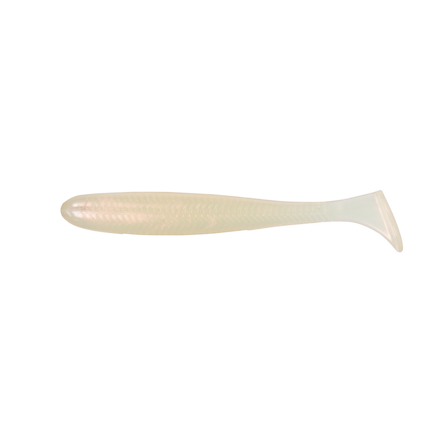 Dogfish Tackle & Marine 6th Sense Divine 3.4in saltwater swimbait in a translucent pearl colour with paddle tail.