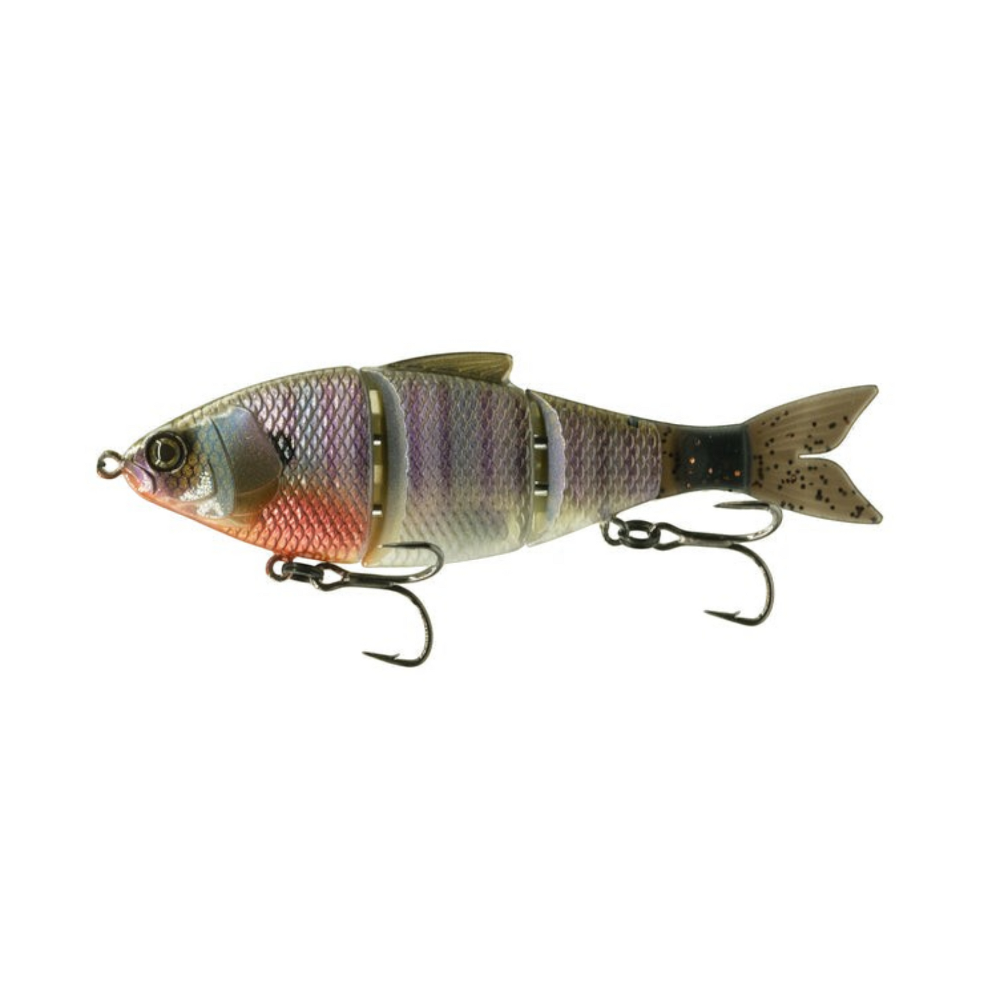 Dogfish Tackle & Marine 6th Sense Trace 5in multi-jointed swimbait with realistic 3D scales and black nickel hooks.
