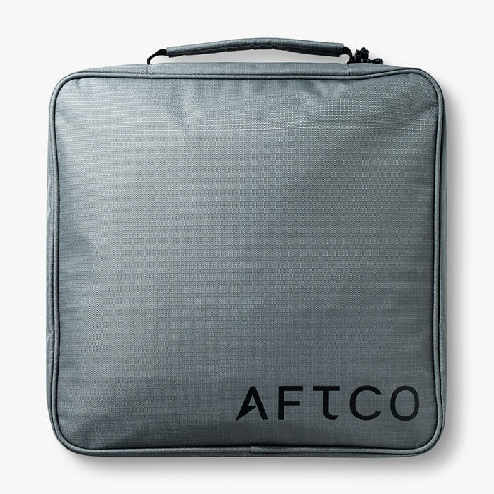 Dogfish Tackle & Marine AFTCO Utility Gear Bag in grey, water-resistant material with black AFTCO logo.