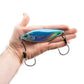 Dogfish Tackle & Marine Angler Co Widowmaker 200g slow pitch jig with shad-profile body in blue and holographic finish.