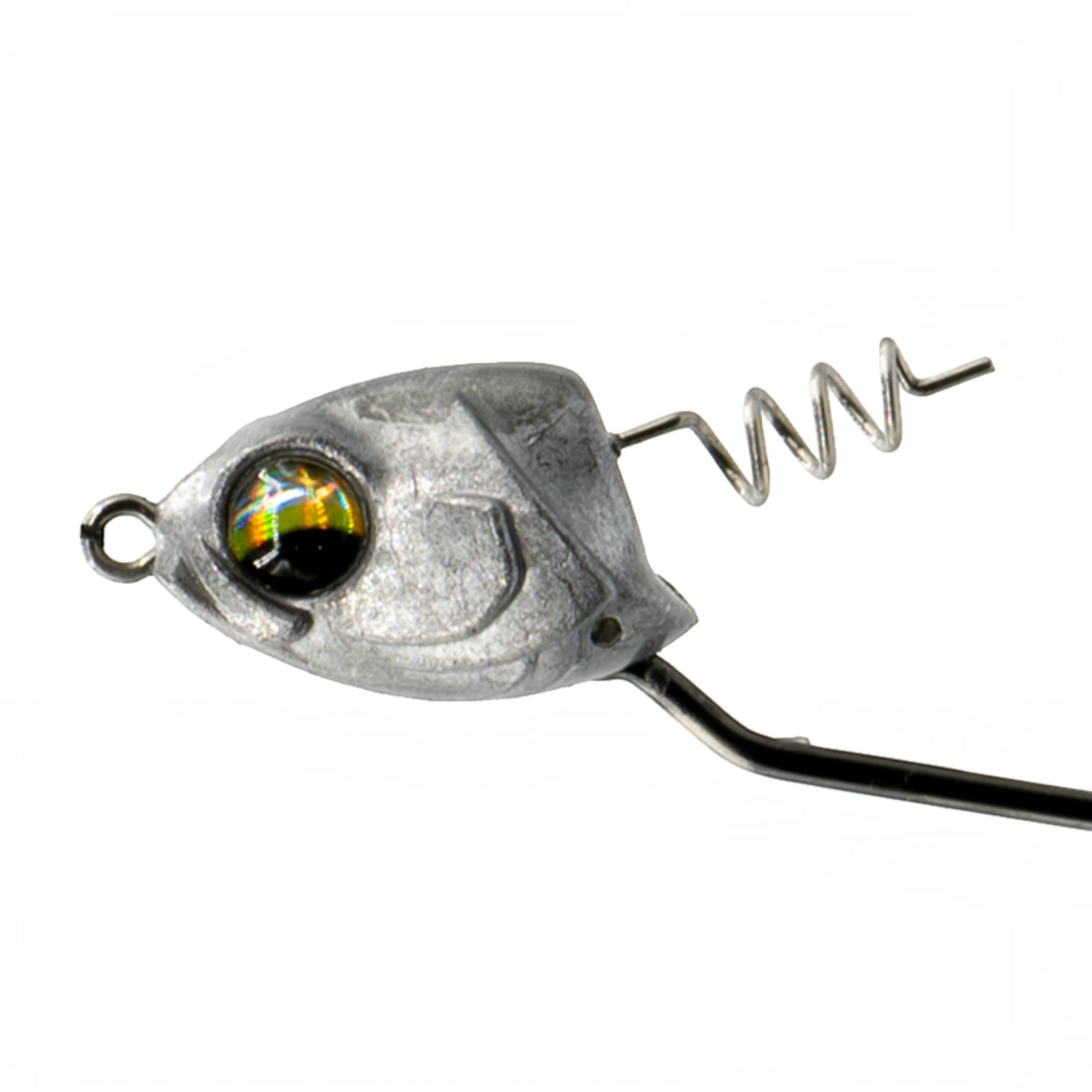 Dogfish Tackle & Marine 6th Sense Axle Swimbait Jig Head with silver finish, realistic eye, and bait-securing coil