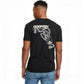 Dogfish Tackle & Marine black poly-cotton short sleeve t-shirt with Florida map and compass graphic on back.