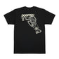Dogfish Tackle & Marine black short sleeve t-shirt with Florida map graphic and compass rose. Poly-cotton blend.