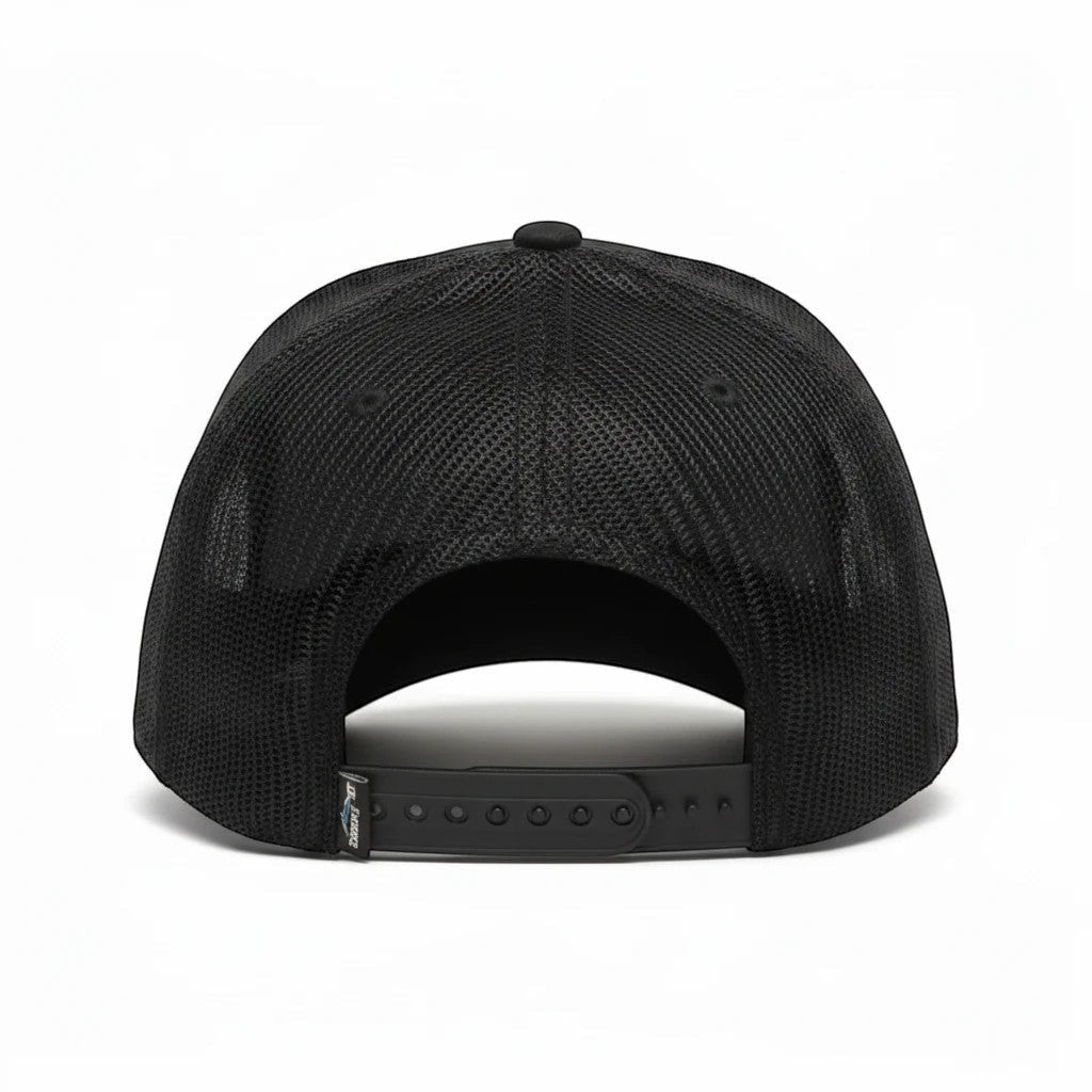 Dogfish Tackle & Marine black mesh back youth hat with adjustable snap closure and ProFlex sweatband.