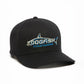 Dogfish Tackle & Marine black mesh back hat with embroidered fish logo and adjustable ProFlex sweatband.